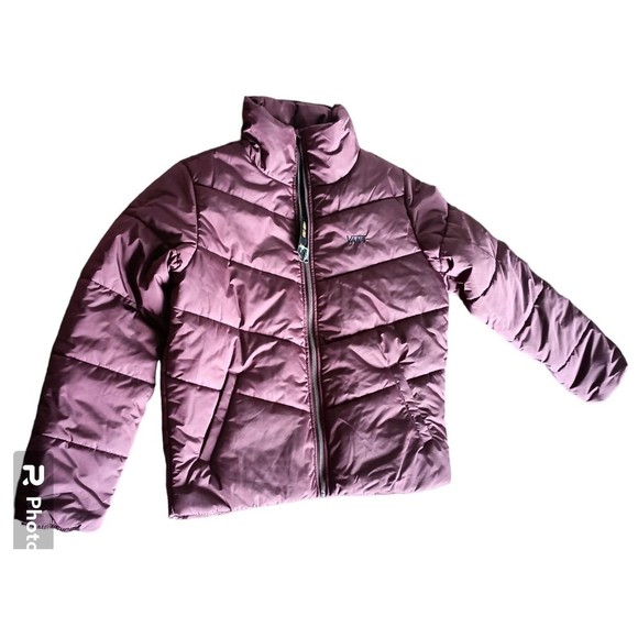 VANS Jackets & Blazers - Vans Coat Womens Size Large Foundry V Puffer MTE Jacket Maroon New With Flaws